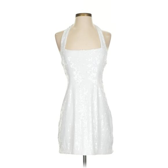 Show Me Your Mumu Samba Mini Dress in White Liquid Sequins M - Picture 5 of 9